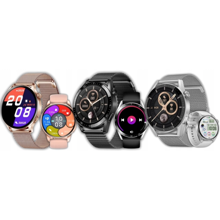 Smartwatch męski, damski Z3 - zegarek sportowy z pomiarem pulsu i EKG + Szkło (Złoty)