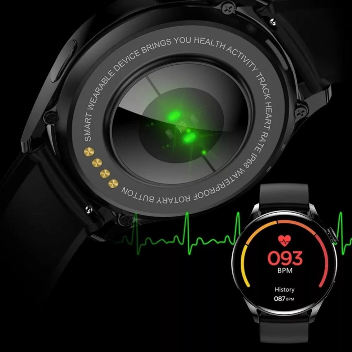 Smartwatch męski, damski Z3 - zegarek sportowy z pomiarem pulsu i EKG + Szkło (Złoty)