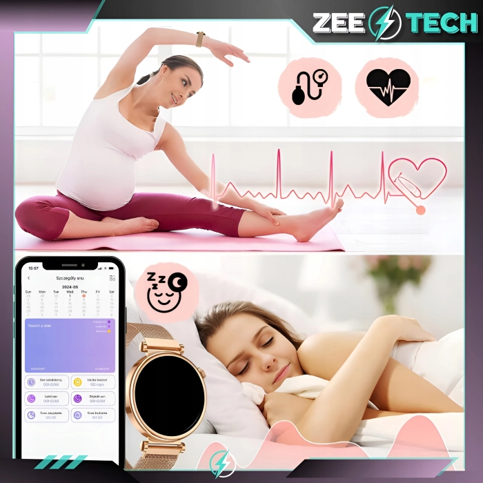 Smartwatch damski Z4 - zegarek z pomiarem cukru oraz prowadzeniem rozmów (Różowy)