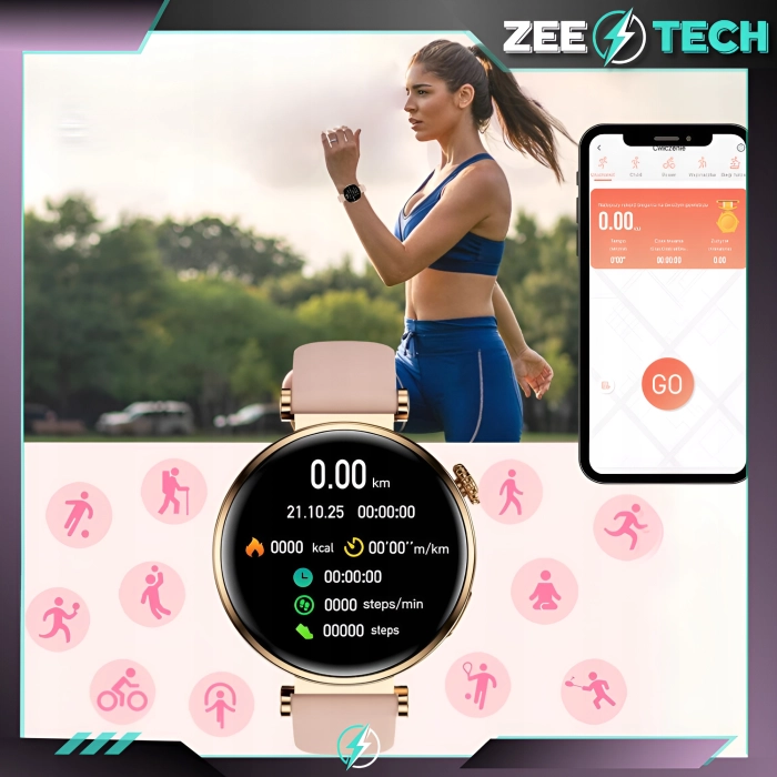 Smartwatch damski Z4 - zegarek z pomiarem cukru oraz prowadzeniem rozmów (Różowy)