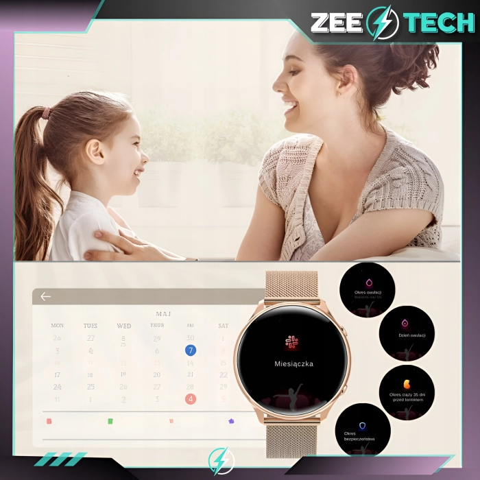 Smartwatch zegarek damski rozmowy język polski sport smart watch 2 paski + szkło