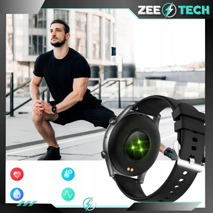 Smartwatch zegarek męski rozmowy język polski sport smart watch 2 paski + szkło