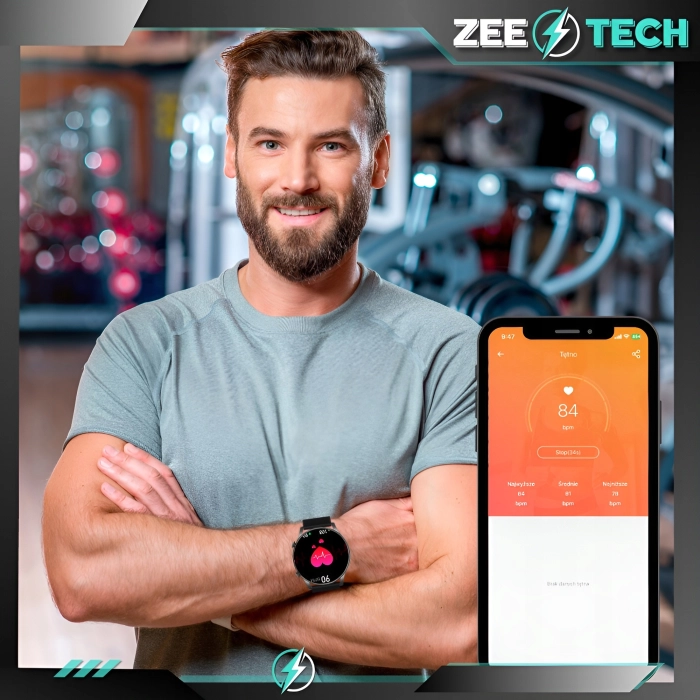 Smartwatch zegarek męski rozmowy język polski sport smart watch 2 paski + szkło