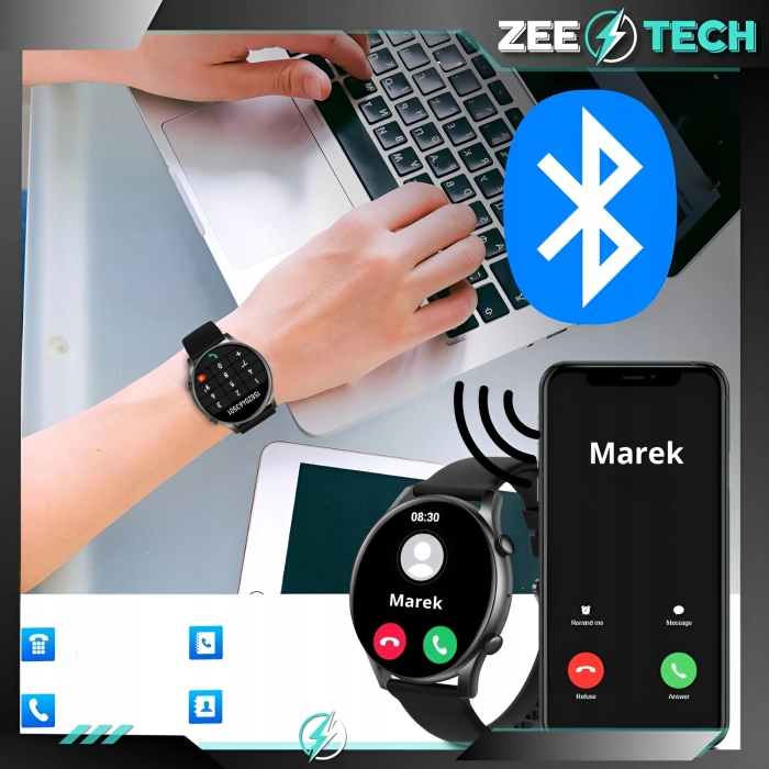 Smartwatch zegarek męski rozmowy język polski sport smart watch 2 paski + szkło