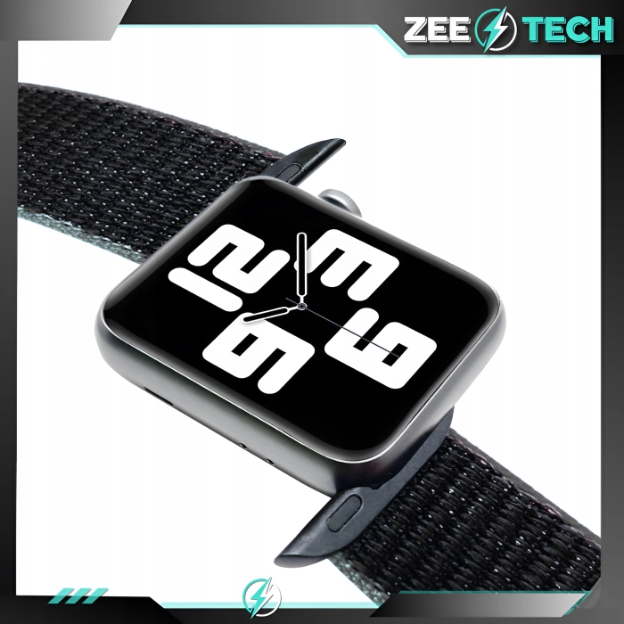 Pasek materiałowy, nylonowy do Apple Watch 1/2/3/4/5/6/7/8/9/SE 42mm 44mm 45mm 49mm (Czarny)