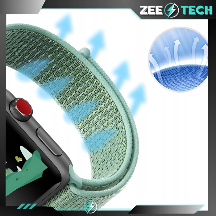 Pasek materiałowy, nylonowy do Apple Watch 1/2/3/4/5/6/7/8/9/SE 38mm 40mm 41mm (Zielony)