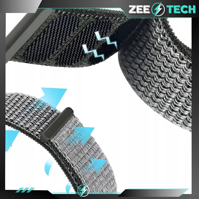 Pasek materiałowy, nylonowy do Apple Watch 1/2/3/4/5/6/7/8/9/SE 38mm 40mm 41mm (Czarny)