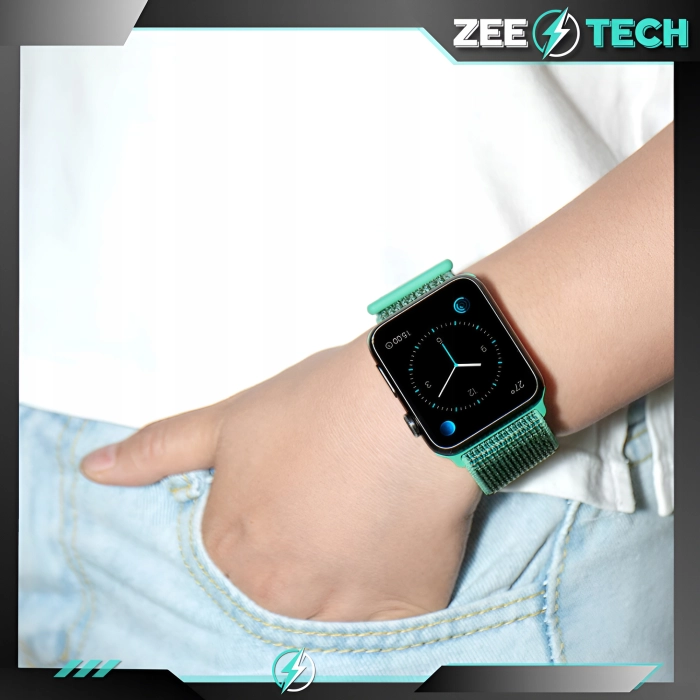 Pasek materiałowy, nylonowy do Apple Watch 1/2/3/4/5/6/7/8/9/SE 38mm 40mm 41mm (Czarny)