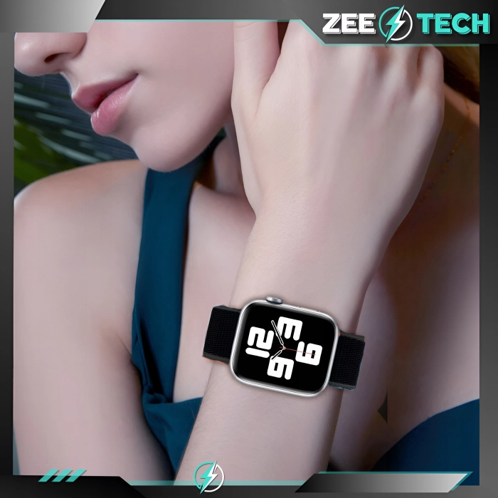 Pasek materiałowy, nylonowy do Apple Watch 1/2/3/4/5/6/7/8/9/SE 38mm 40mm 41mm (Czarny)