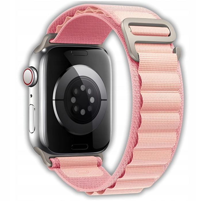 Pasek materiałowy do Apple Watch 1/2/3/4/5/6/7/8/9/SE 42mm 44mm 45mm 49mm (Różowy)