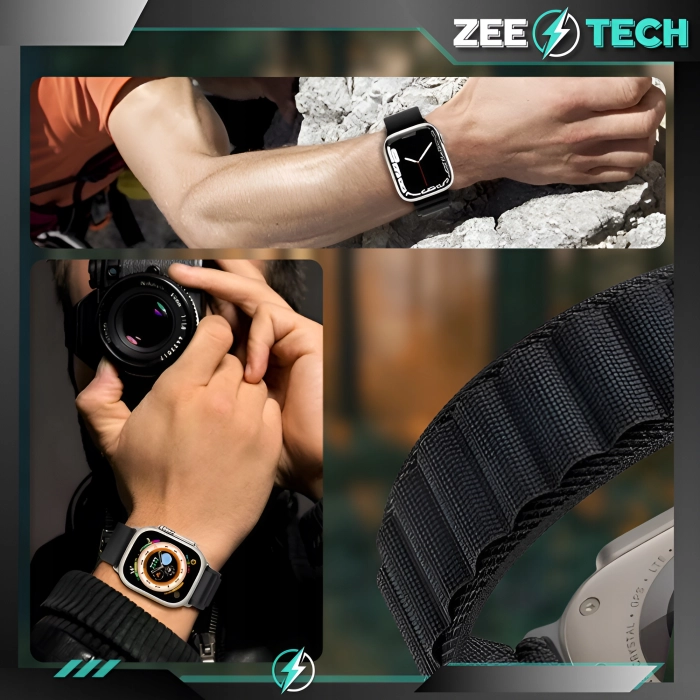 Pasek materiałowy do Apple Watch 1/2/3/4/5/6/7/8/9/SE 38mm 40mm 41mm (Czarny)