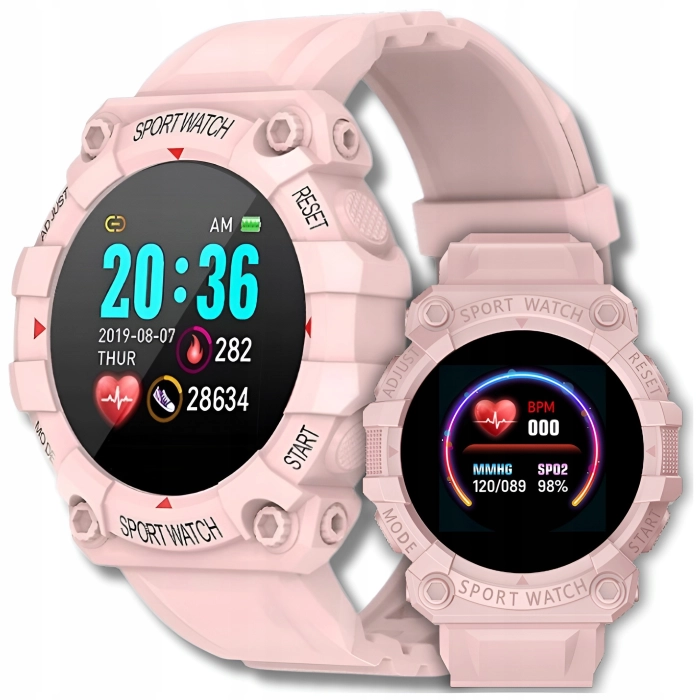 Smartwatch męski, damski Z68 - zegarek sportowy z pomiarem pulsu, kroków (Różowy)