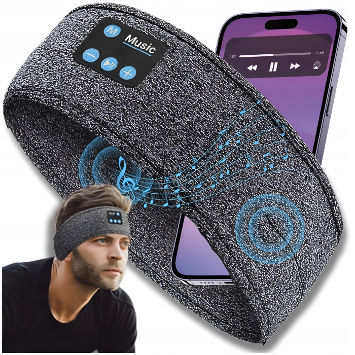 Opaska na głowę z słuchawkami do biegania, spania - Bluetooth