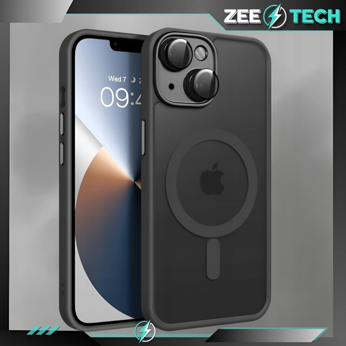 Etui matowe + szkło do iPhone 13 - odporny case Magsafe (Czarne)