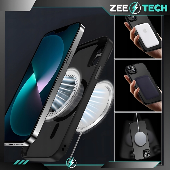 Etui matowe + szkło do iPhone 13 - odporny case Magsafe (Czarne)