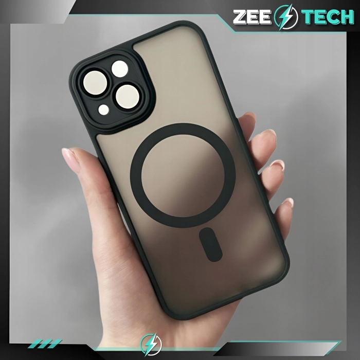 Etui matowe + szkło do iPhone 15 - odporny case Magsafe (Czarne)