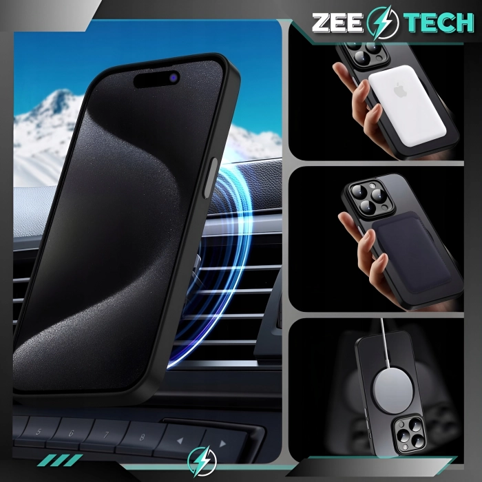 Etui matowe + szkło do iPhone 13 Pro - odporny case Magsafe (Czarne)