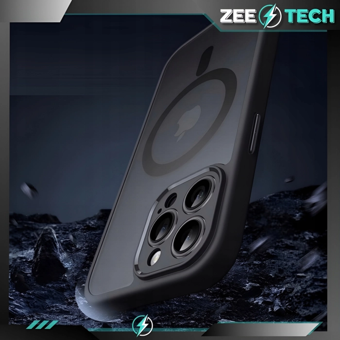 Etui matowe + szkło do iPhone 15 Pro - odporny case Magsafe (Czarne)