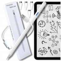 Rysik uniwersalny do tabletu, telefonu, ekranu + 4 końcówki (Biały)