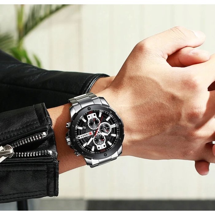 Zegarek męski Curren klasyczny naręczny kwarcowy chronograf datownik