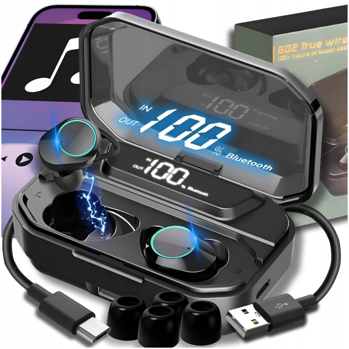 SŁUCHAWKI BEZPRZEWODOWE DOUSZNE Z MIKROFONEM BLUETOOTH SPORTOWE GAMINGOWE