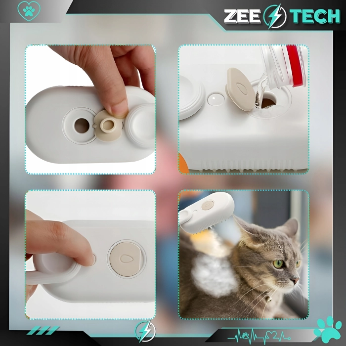 Szczotka parowa dla kota, psa - grzebień do czyszczenia zwierząt (Biała)