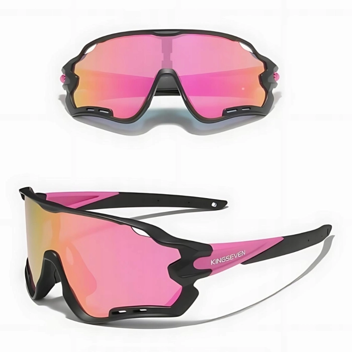 Okulary przeciwsłoneczne rowerowe sportowe - 3 wymienne szkła (Biało-jasnoniebieskie)