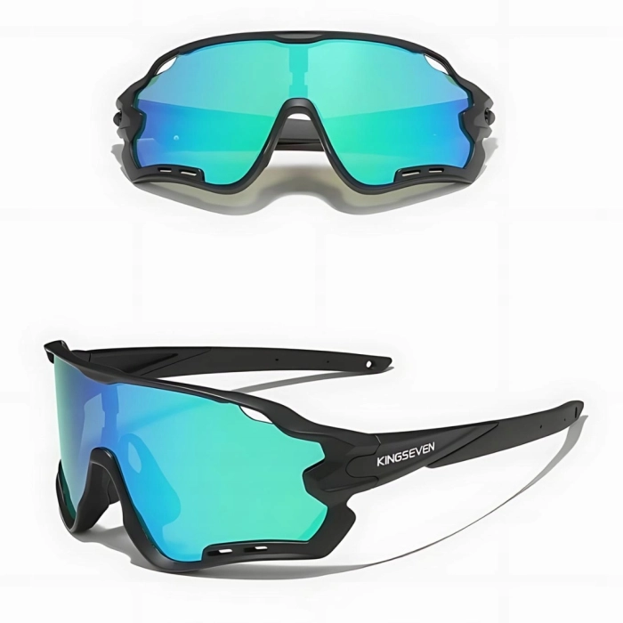 Okulary przeciwsłoneczne rowerowe sportowe - 3 wymienne szkła (Czarno-jasnoniebieskie)