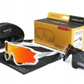 Okulary przeciwsłoneczne rowerowe sportowe - 3 wymienne szkła (Biało-pomarańczowe)