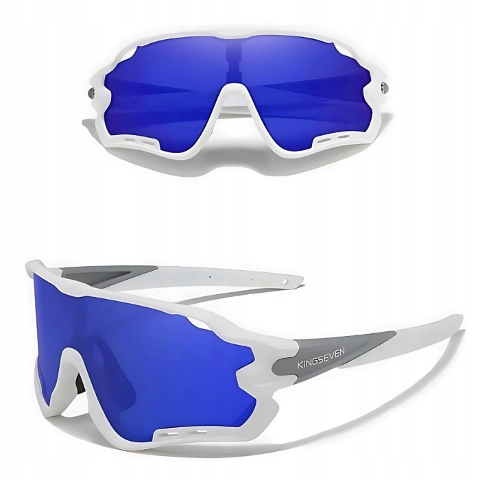 Okulary przeciwsłoneczne rowerowe sportowe - 3 wymienne szkła (Biało-pomarańczowe)