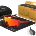 Okulary przeciwsłoneczne sportowe rowerowe - 3 wymienne szkła (Czerwono-pomarańczowe)
