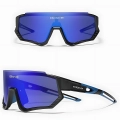 Okulary przeciwsłoneczne sportowe rowerowe - 3 wymienne szkła (Czarno-ciemnoniebieskie)