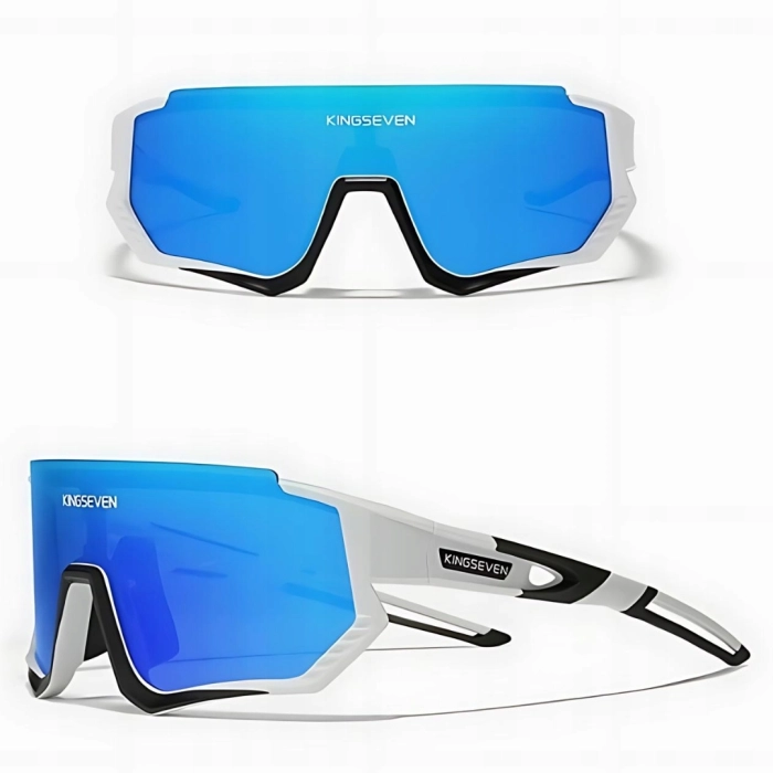 Okulary przeciwsłoneczne sportowe rowerowe - 3 wymienne szkła (Czarno-ciemnoniebieskie)