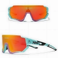 Okulary przeciwsłoneczne sportowe rowerowe - 3 wymienne szkła (Turkusowo-pomarańczowe)