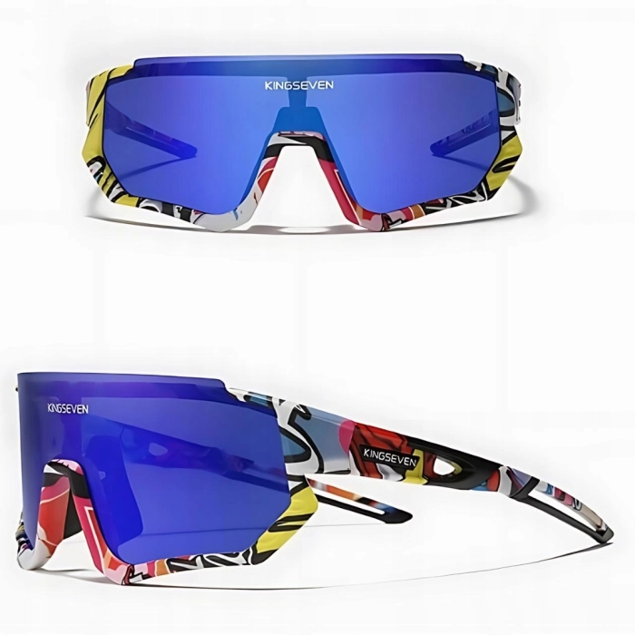 Okulary przeciwsłoneczne sportowe rowerowe - 3 wymienne szkła (Turkusowo-pomarańczowe)