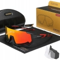Okulary przeciwsłoneczne sportowe rowerowe - 3 wymienne szkła (Czarno-pomarańczowe)
