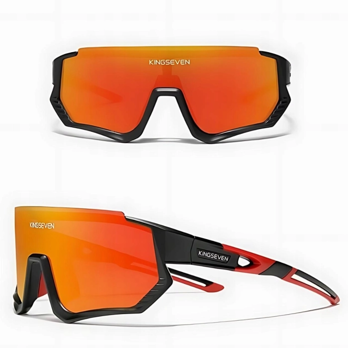 Okulary przeciwsłoneczne sportowe rowerowe - 3 wymienne szkła (Czarno-pomarańczowe)