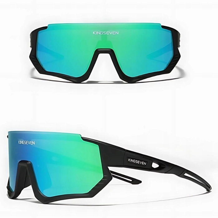 Okulary przeciwsłoneczne sportowe rowerowe - 3 wymienne szkła (Czarno-jasnoniebieskie)