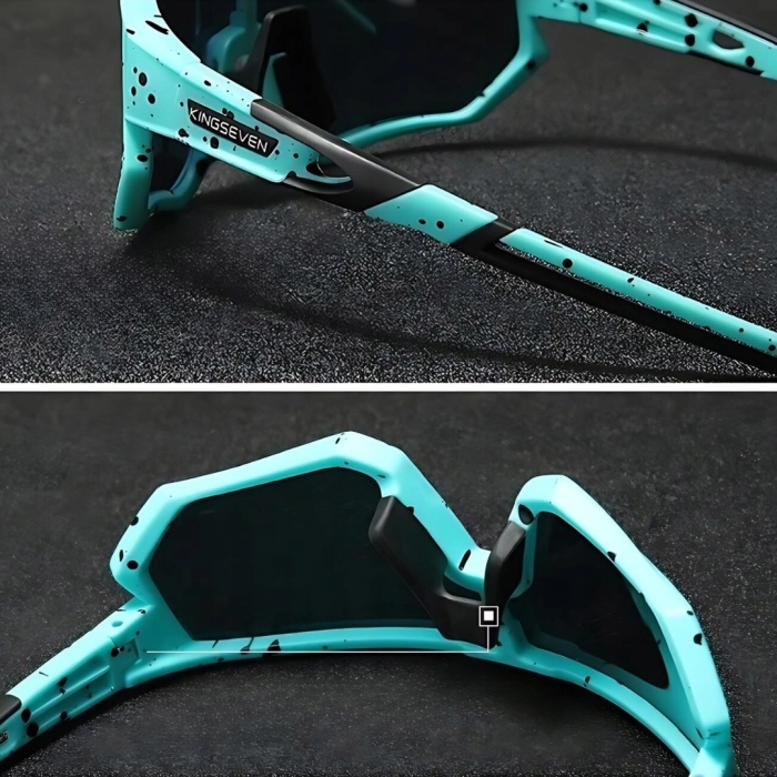 Okulary przeciwsłoneczne sportowe rowerowe - 3 wymienne szkła (Czarno-jasnoniebieskie)