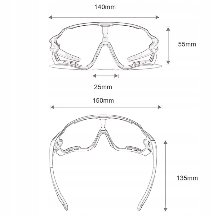 Okulary przeciwsłoneczne sportowe rowerowe - 3 wymienne szkła (Biało-jasnoniebieskie)