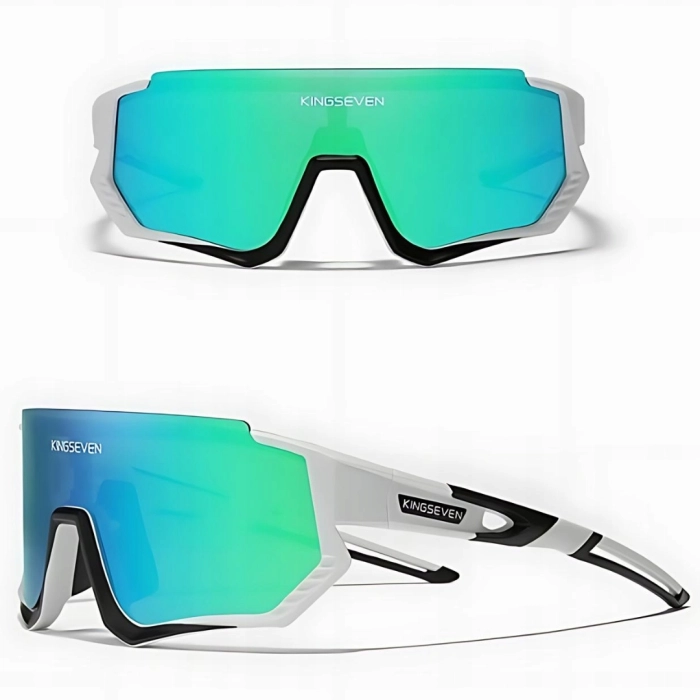 Okulary przeciwsłoneczne sportowe rowerowe - 3 wymienne szkła (Biało-jasnoniebieskie)