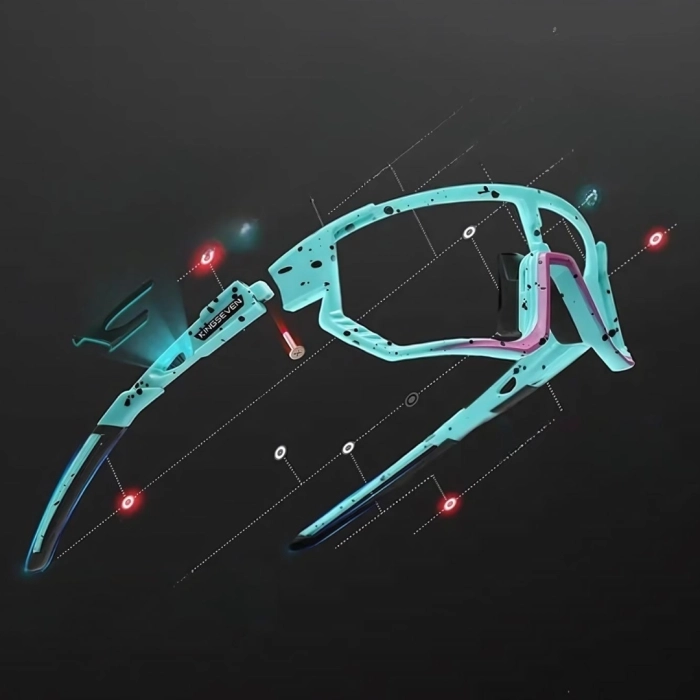 Okulary przeciwsłoneczne sportowe rowerowe - 3 wymienne szkła (Biało-jasnoniebieskie)