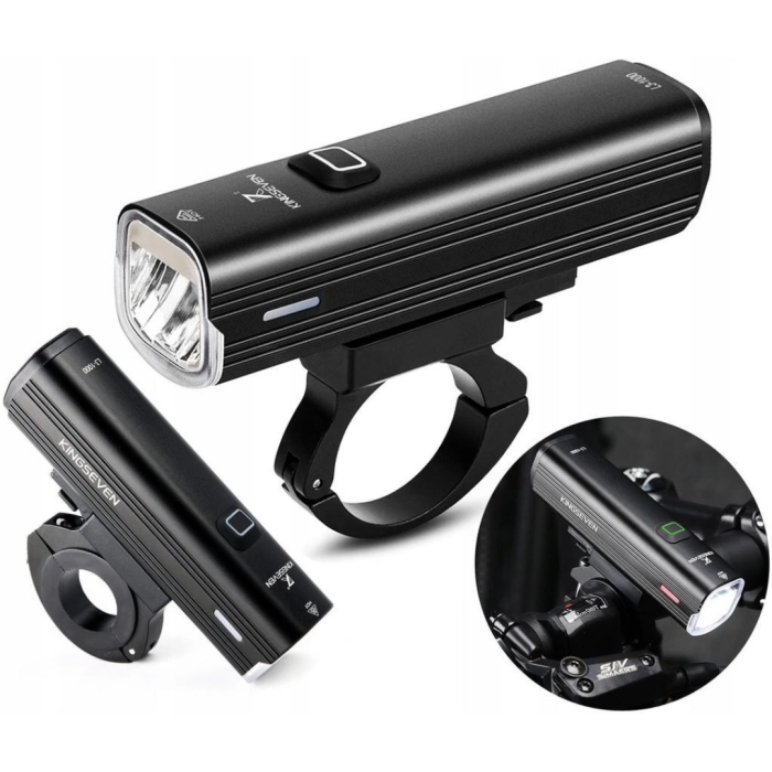 Lampka rowerowa przednia, mocna 1000 Lm 4800 mAh (5 trybów) + Lampka tylna + Dzwonek