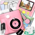 Aparat natychmiastowy fotograficzny dla dzieci z drukarką + Karta 32 GB (Różowy)