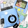 Aparat natychmiastowy fotograficzny dla dzieci z drukarką + Karta 32 GB (Niebieski)