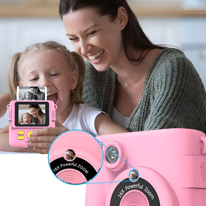 Aparat natychmiastowy fotograficzny dla dzieci z drukarką + Karta 32 GB (Niebieski)