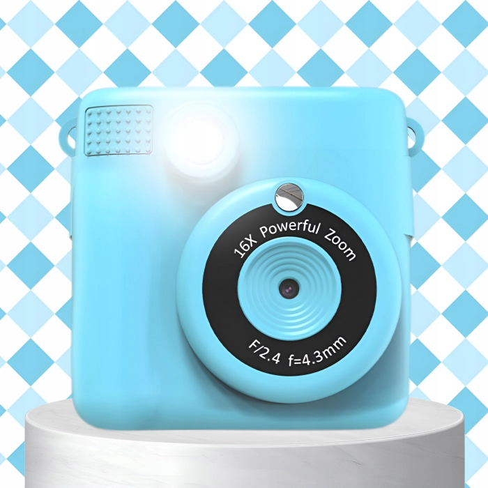 Aparat natychmiastowy fotograficzny dla dzieci z drukarką + Karta 32 GB (Niebieski)