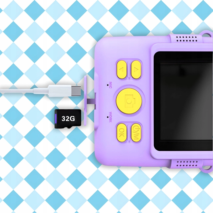Aparat natychmiastowy fotograficzny dla dzieci z drukarką + Karta 32 GB (Niebieski)