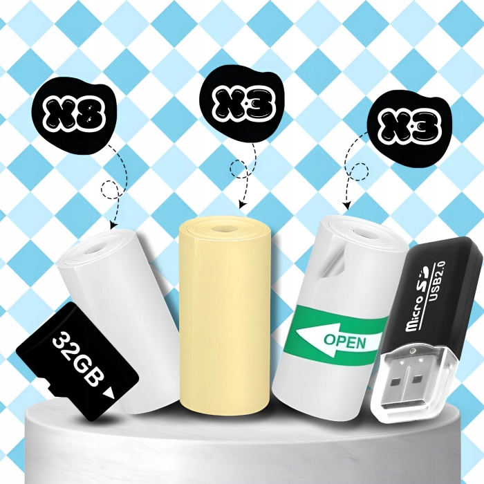 Aparat natychmiastowy cyfrowy dla dzieci z drukarką + Karta 32 GB + 14 Rolek