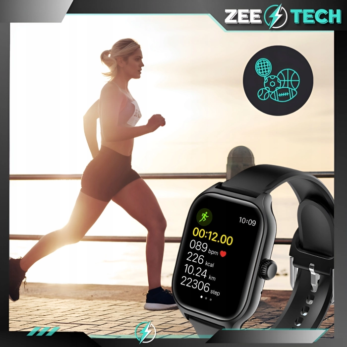 Smartwatch męski, damski Z28 - zegarek sportowy z możliwością prowadzenia rozmów (Czarny)